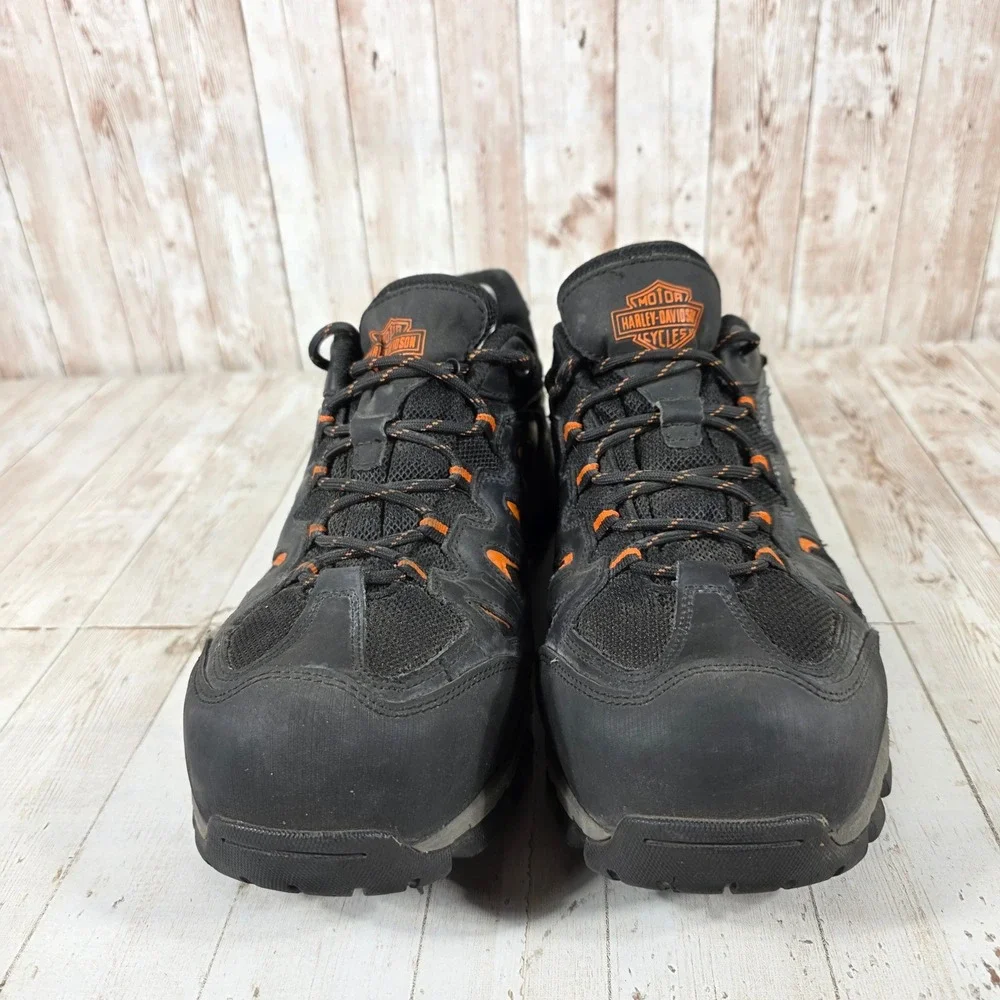 Harley-Davidson Men Black Orange Waterproof Hiking Work Shoes D93327 10.5 M